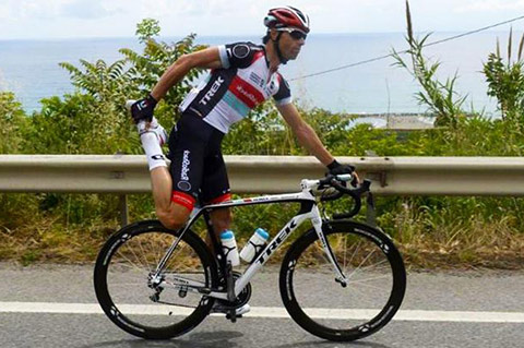 cyclist stretching